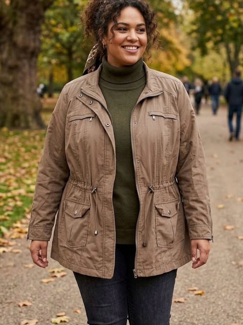 Reitmans Tan Utility Jacket with Drawstring Waist